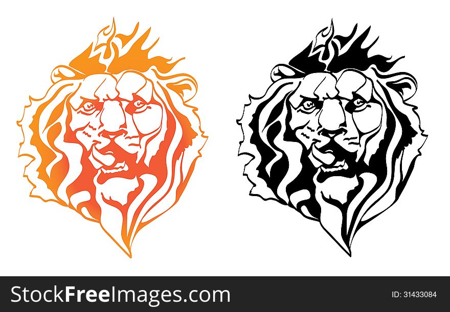 Set of head a lions,a wild beast. Set of head a lions,a wild beast