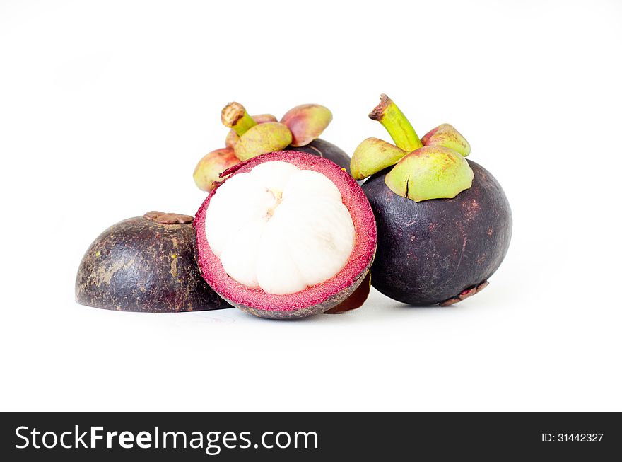 Isolate mangosteen on white background