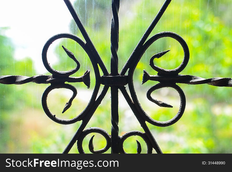 Window with decorative iron style