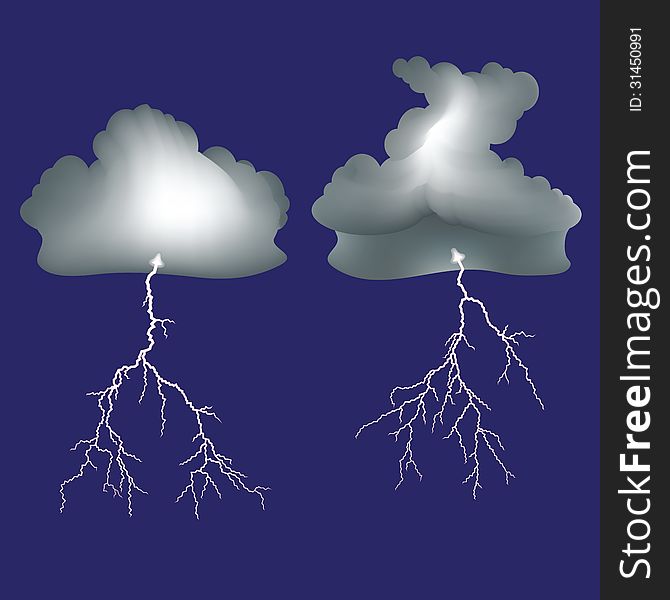 Vector lightning with clouds for background use. Vector lightning with clouds for background use.