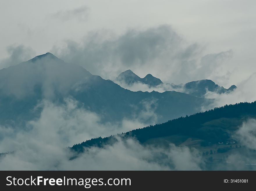 Mountains in clouds at Brixen, South Tyrol