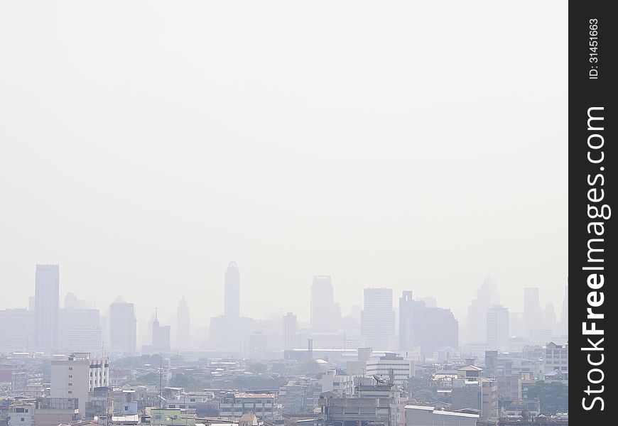 Fog of air pollution in bangkok city in daytime. Fog of air pollution in bangkok city in daytime