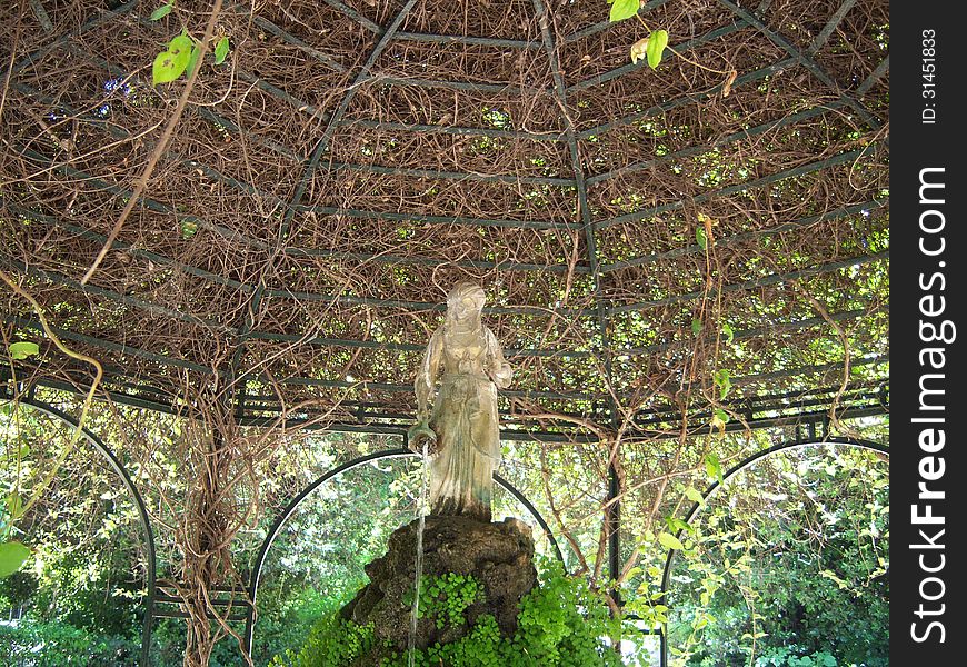 Fountain in greek park around sidagma