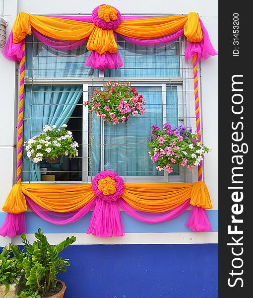 Window decoration beauty and flowerpot. Window decoration beauty and flowerpot.