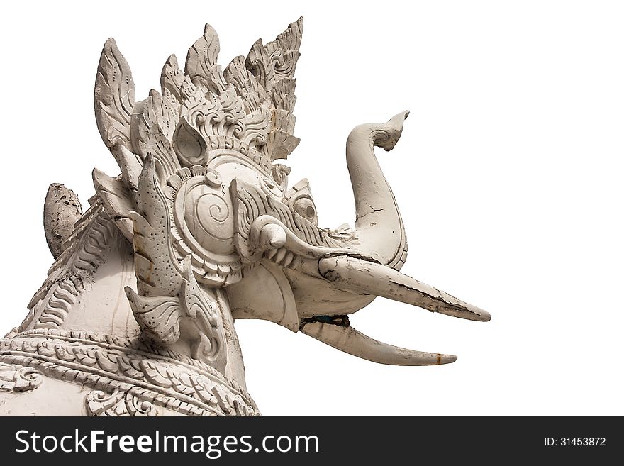 Ancient elephant sculture in Thai fairy tale