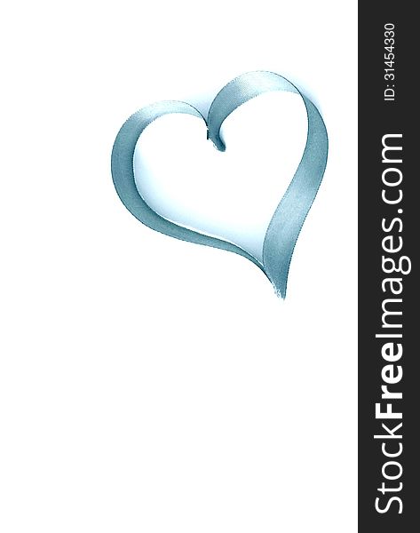 Heart with blue ribbon on white background