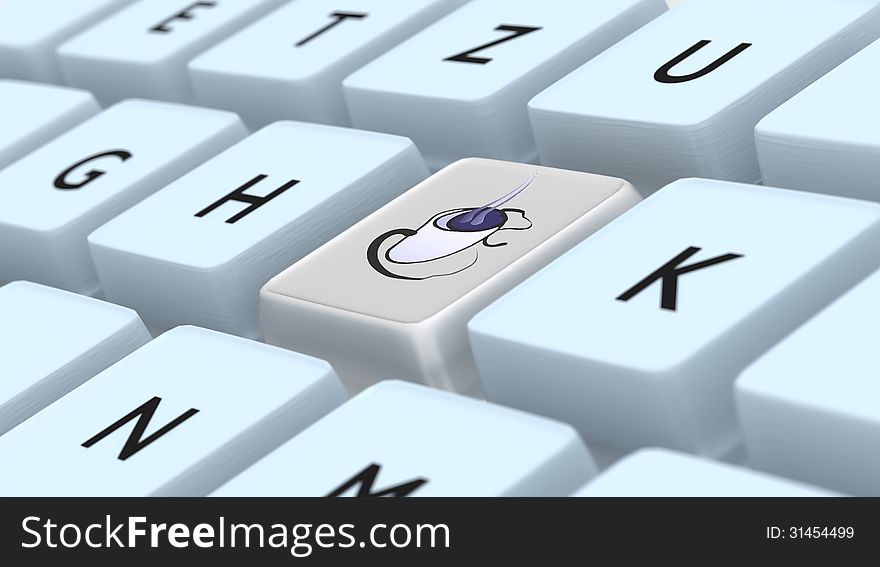 Blue keyboard with coffee break sign.