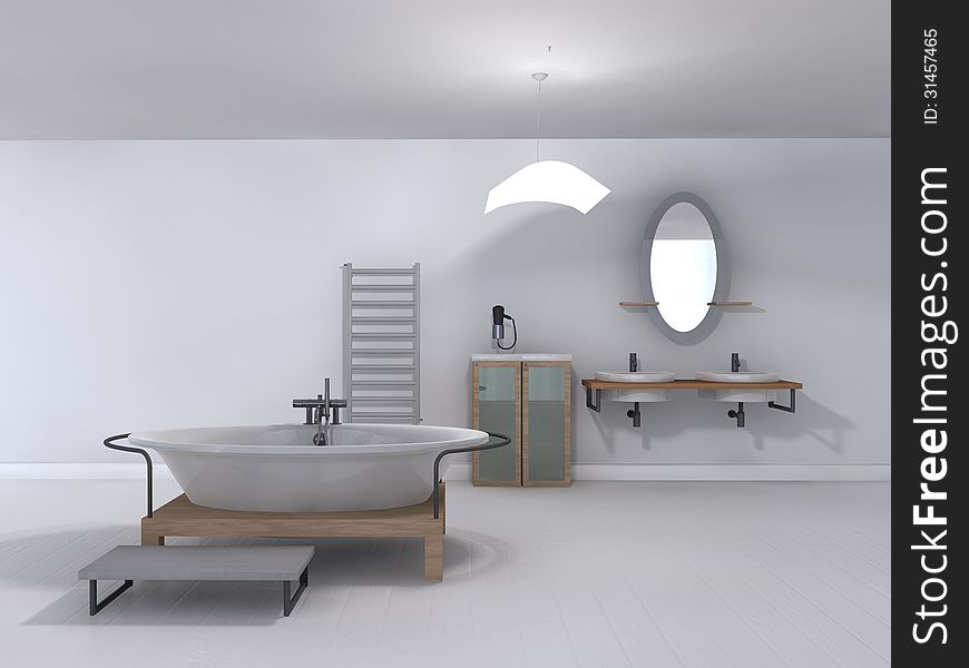 Rendering illustration modern bathroom design. Rendering illustration modern bathroom design