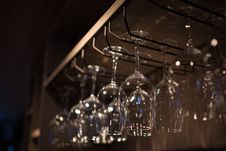 Glasses Hanging Over Bar Rack Royalty Free Stock Image Glasses Hanging Over Bar Rack Royalty Free Stock Image