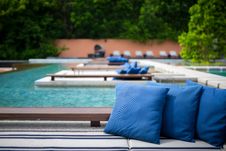 Comfortable Hotel Designed Style Dining Table Set Pool Side Villa Deck Stock Photo Comfortable Hotel Designed Style Dining Table Set Pool Side Villa Deck Stock Photo