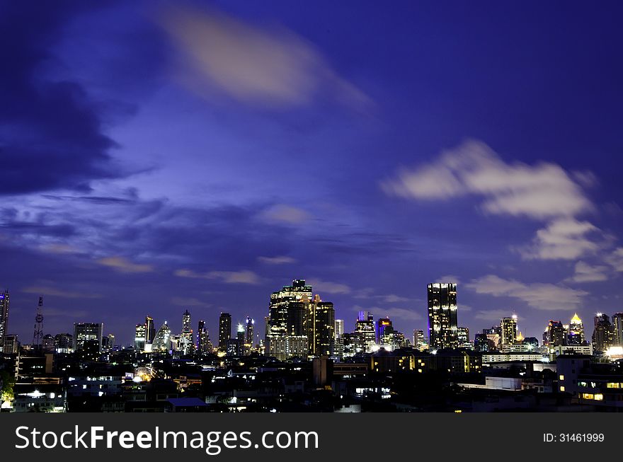 City Skyline At Night. Bangkok. Thailand.