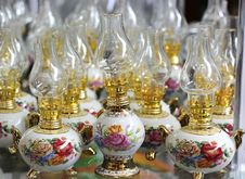 Kerosene Lamps With Painted Roses Stock Photography Kerosene Lamps With Painted Roses Stock Photography