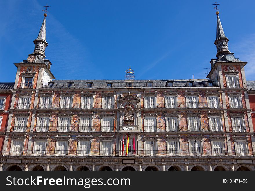 Architecture at Plaza Mayor  in Madrid, Spain /  Casa de la Pana