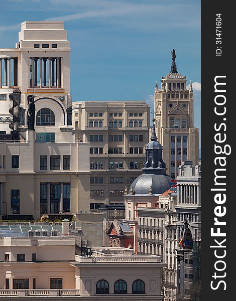 Madrid / Spain / Historic Buildings in the center of the city, Calle Gran Via