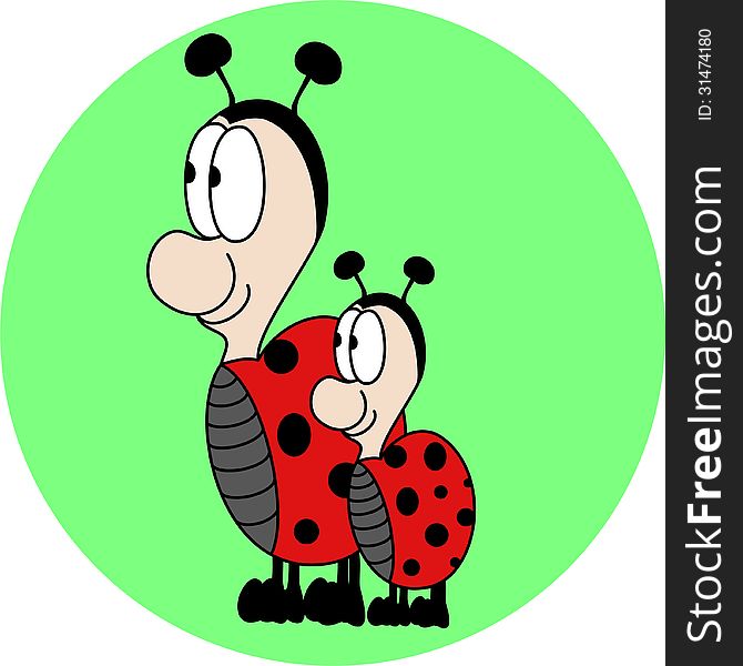 Cute Lovely Ladybugs Cartoon