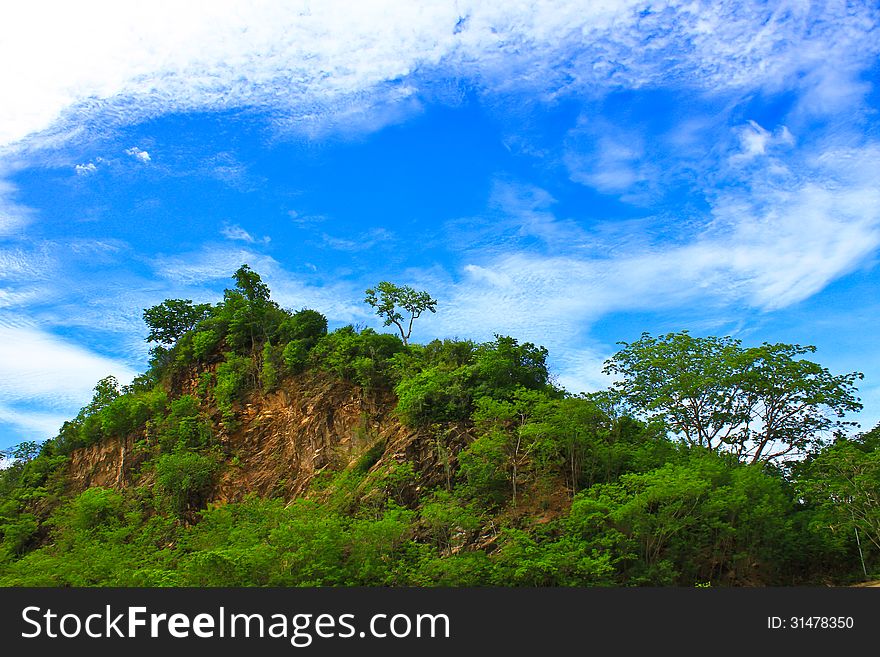 Rocks and trees of the Kaengkrachan National Park ,Mountains in Thailand