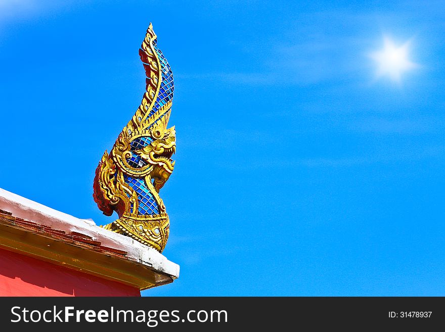 Thai dragon or king of Naga statue in temple