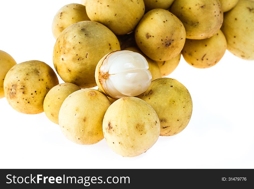 Close up of Lansium domesticum fruit on white background. Close up of Lansium domesticum fruit on white background