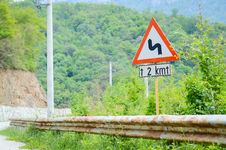 Traffic Curve Road Sign Stock Photo Traffic Curve Road Sign Stock Photo