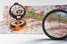 Compass And A Map. Royalty Free Stock Images Compass And A Map. Royalty Free Stock Images