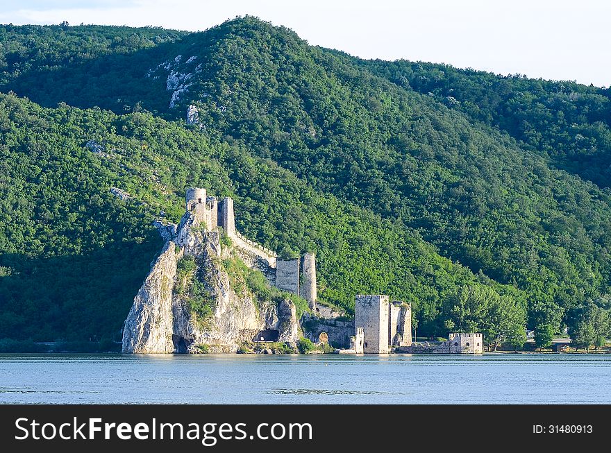 Golubac Fortress on the Danube shore in Serbia, Europe