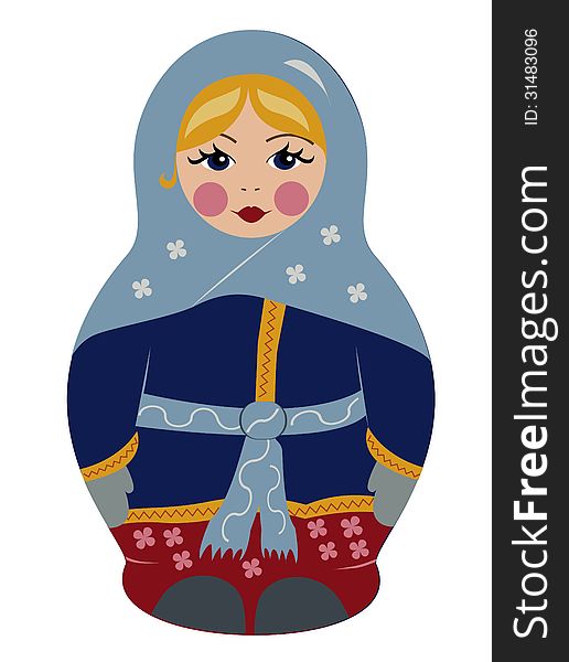 Bubushka doll in winter