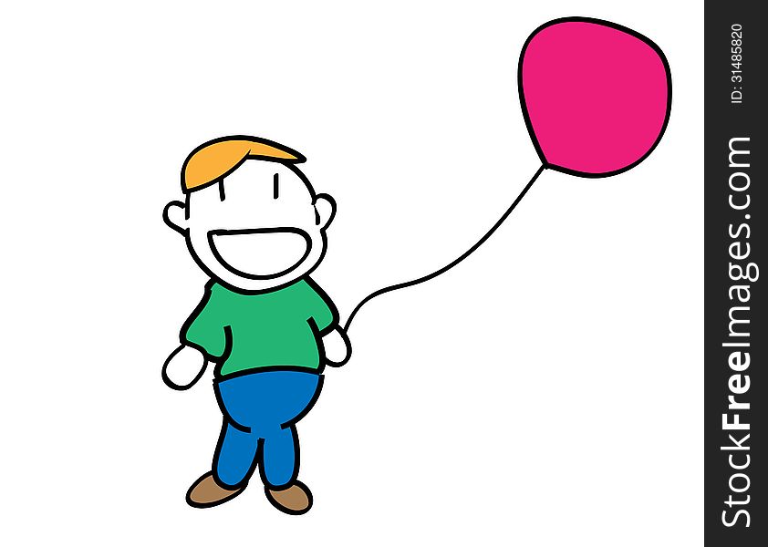 The kid with pink balloon. EPS is available.