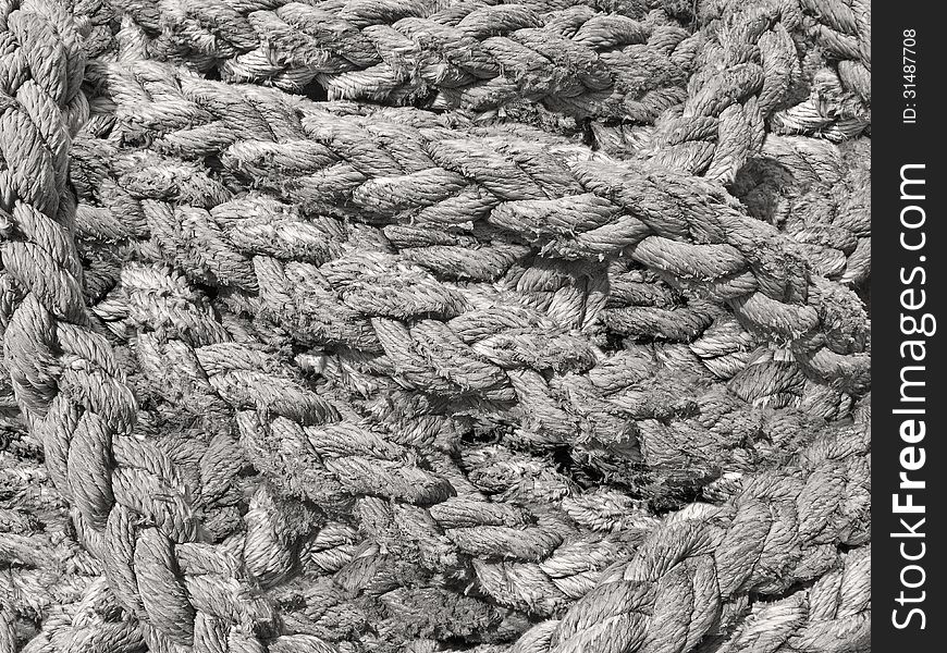 Closeup of a cotton fiber vintage drifted rope