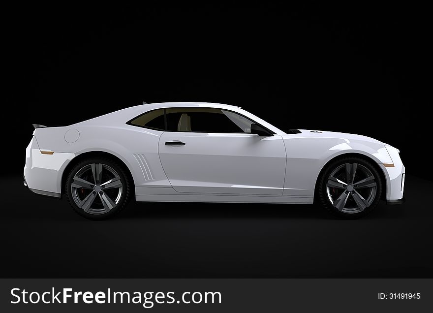 White sport limousines of black background
