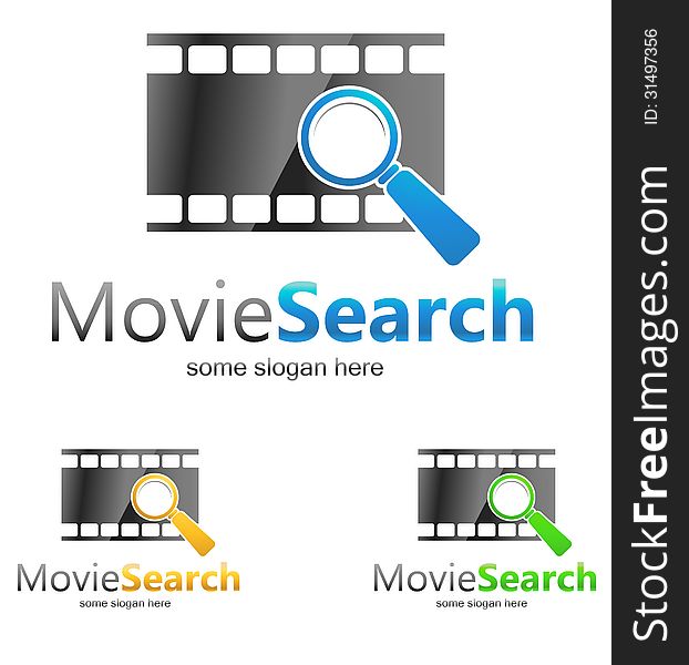 Movie search site logo concept,symbol illustration icon. Movie search site logo concept,symbol illustration icon.