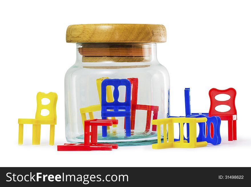 Toy chair in a glass jar