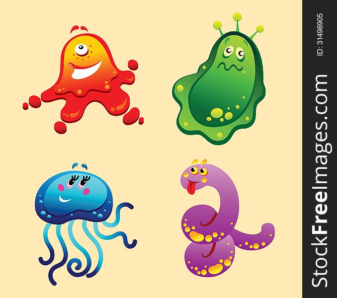 Collection of funny viruses and bacterium. Collection of funny viruses and bacterium