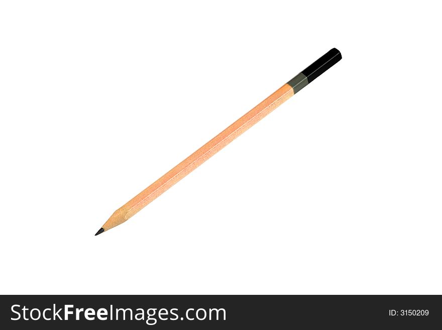 Single pencil isolated on white background