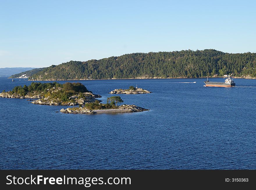 A ship in  the Oslofjord