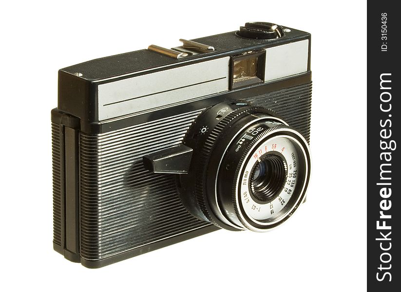 Vintage camera (1). Isolated, close-up.