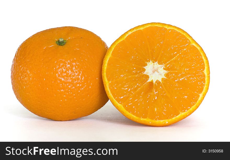 Close up of tangerines isolated on a white background