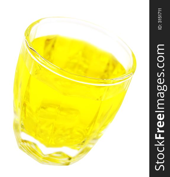 Glass with lemon water isolated on white background