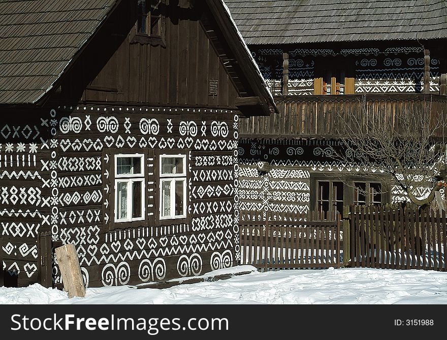 Typical wood cottages, Cicmany, Slovakia