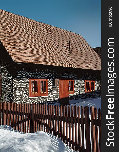 Typical wood cottage, Cicmany, Slovakia