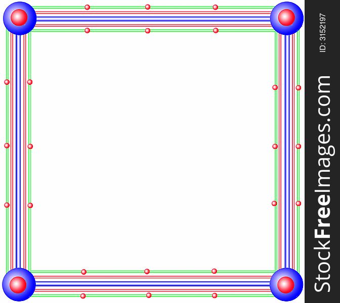 A useful frame with big plastic balls on the edges and thin plastic lines with little balls between. A useful frame with big plastic balls on the edges and thin plastic lines with little balls between