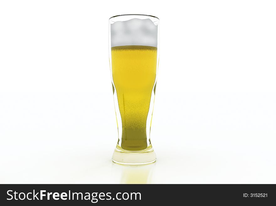 One glass of beer isolated. One glass of beer isolated