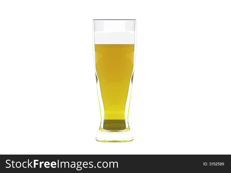Glass of beer on white. Glass of beer on white