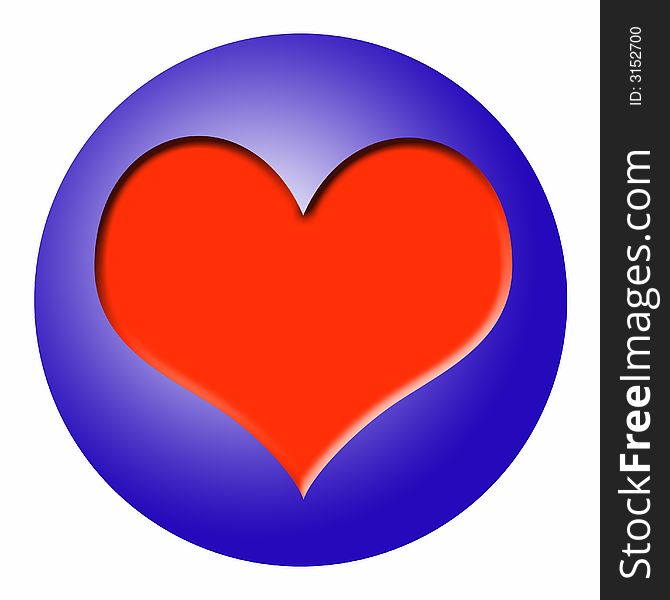 A blue ball with a red heart - to fill with text etc. A blue ball with a red heart - to fill with text etc.