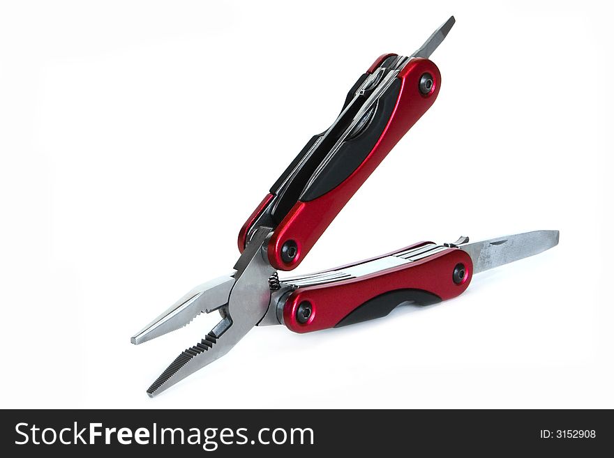 Multitool isolated on a white background