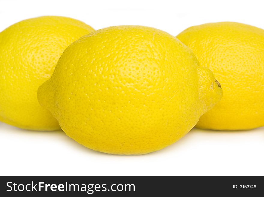 Close up of lemons isolated on a white background