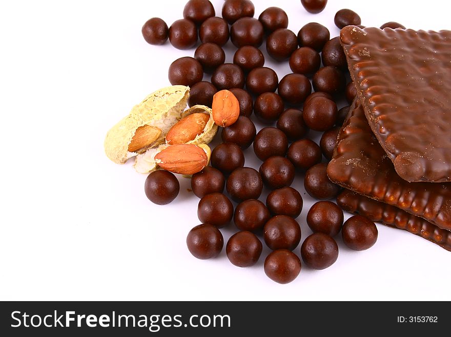 Chocolate Sweets Against White