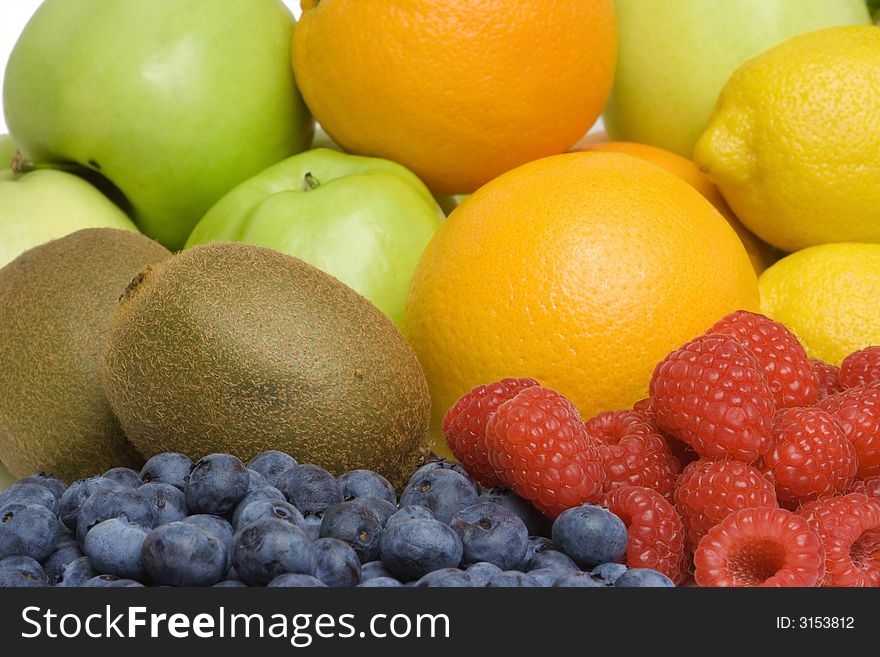 Composition of fruits isolated on a white background