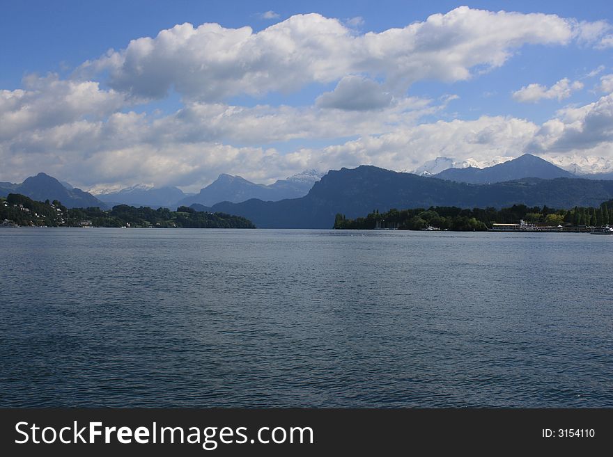 Lake Lucerne, Switzerland.  Swiss Alps in the background.
