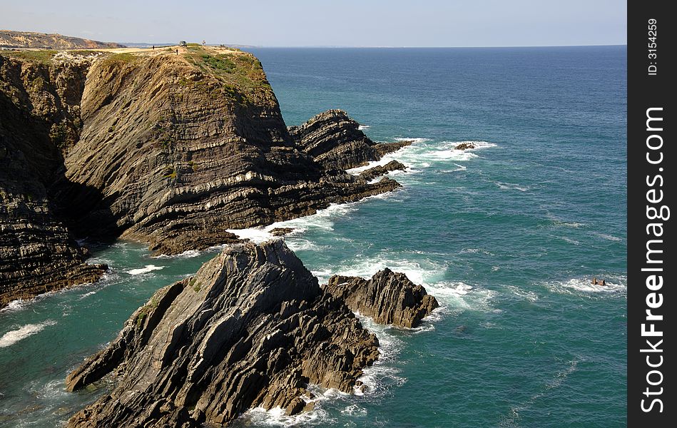 Wild rocky coastline in the south of Portugal