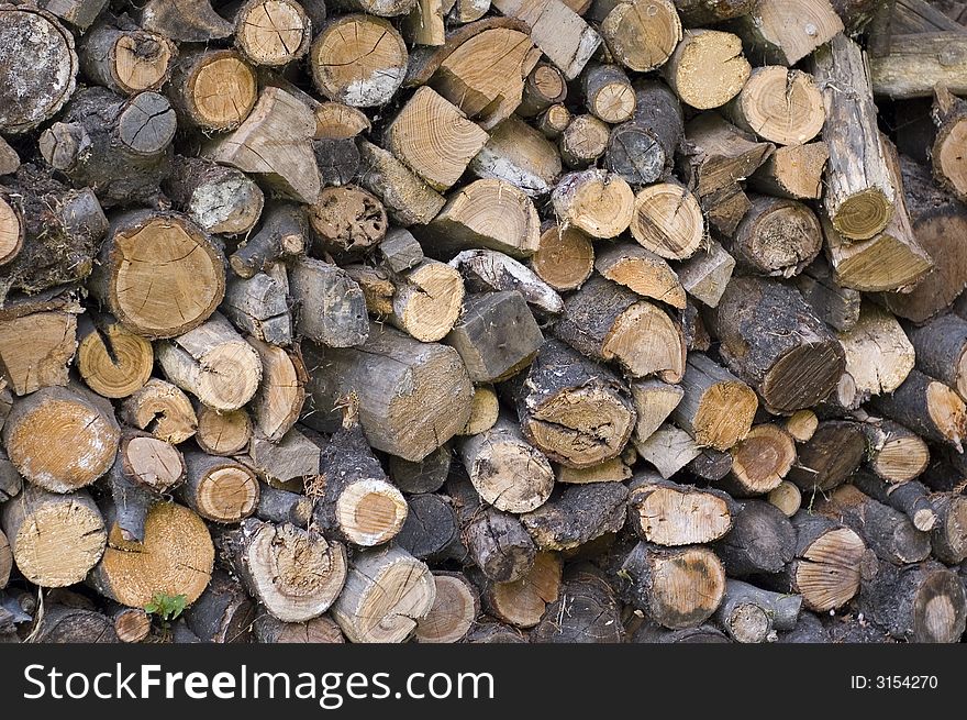 Stack of logs in lumber mill